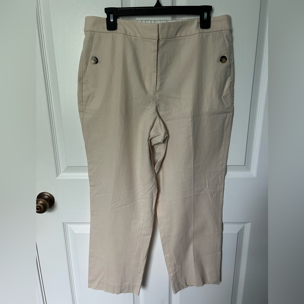 J. Crew NWT Wide Leg Beige Khaki Linen High Rise Pant Size 12